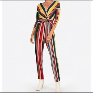 Stripe Long Sleeve Twist Front Jumpsuit (S)